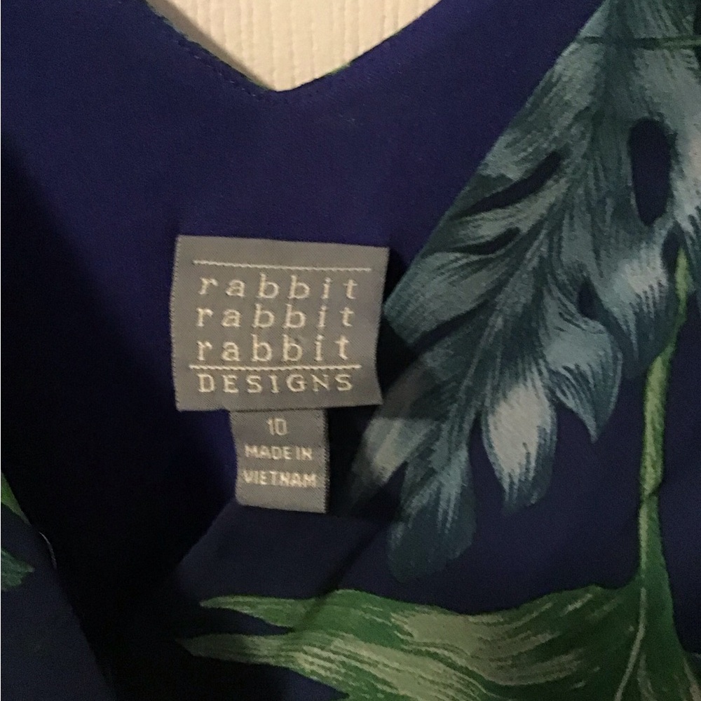 NWT! Rabbit Rabbit Rabbit Green and Blue Leaf High Low Dress - Picture 4 of 6